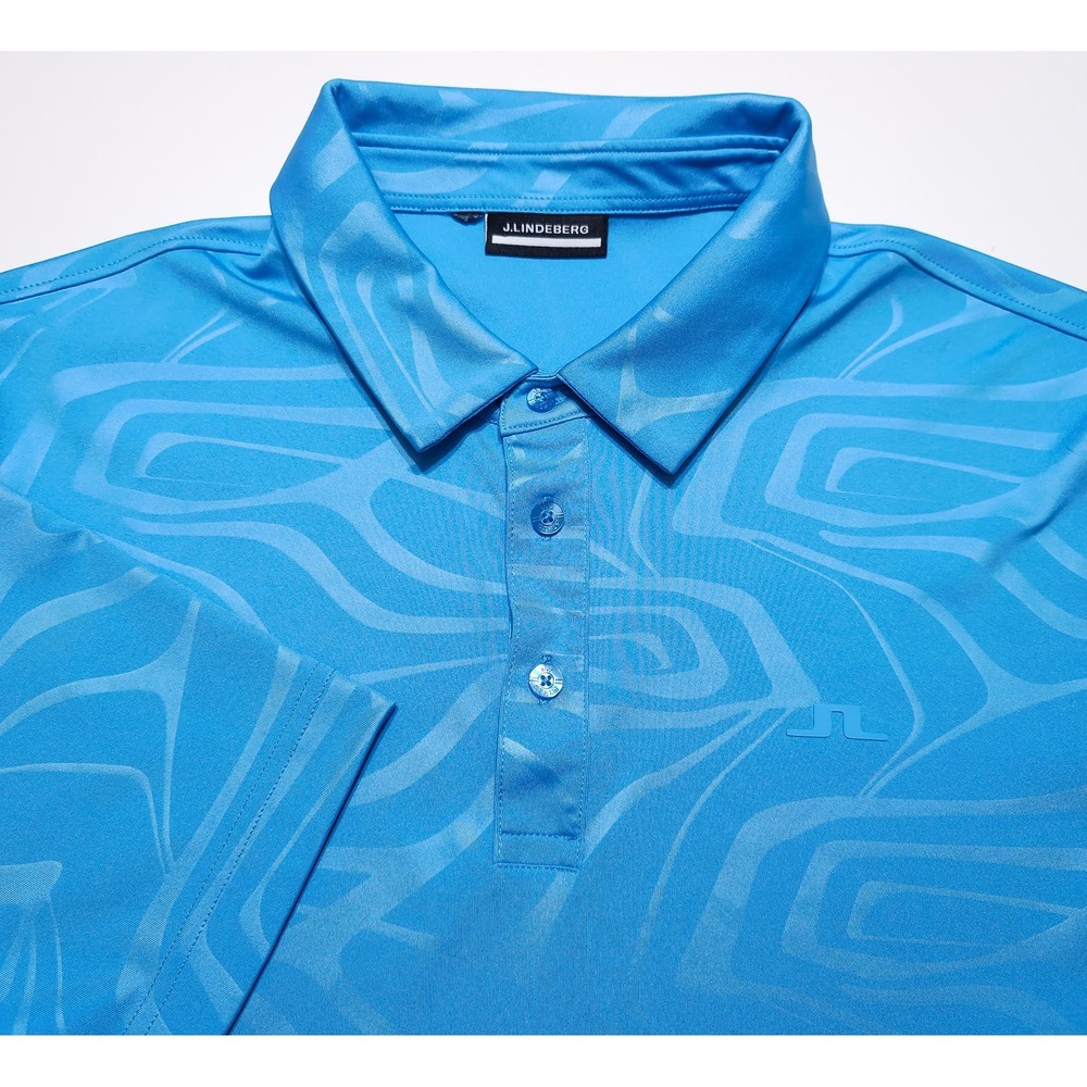 J.LINDEBERG Polo Shirt Mens XL Blue Excellent Tony American Fit Swirl Print
